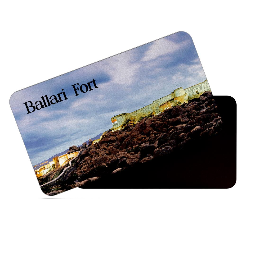 dhcrafts Multicolor Karnataka Ballari Fort Design Rectangular Rubber Matte Finish Fridge Magnet / Magnetic Card Pack of 1 (8.6cm x 5.4cm)